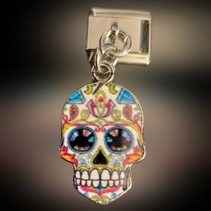 Skull Head Dangle Italian Charm